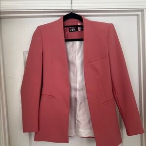 ZARA Coral Blazer in Dusty Salmon